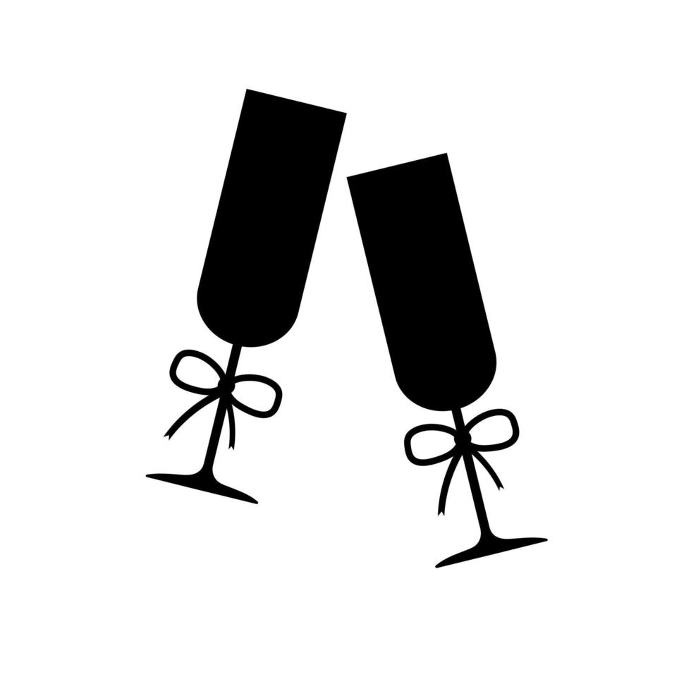 Silhouette of glasses with a bow. Vector illustration
