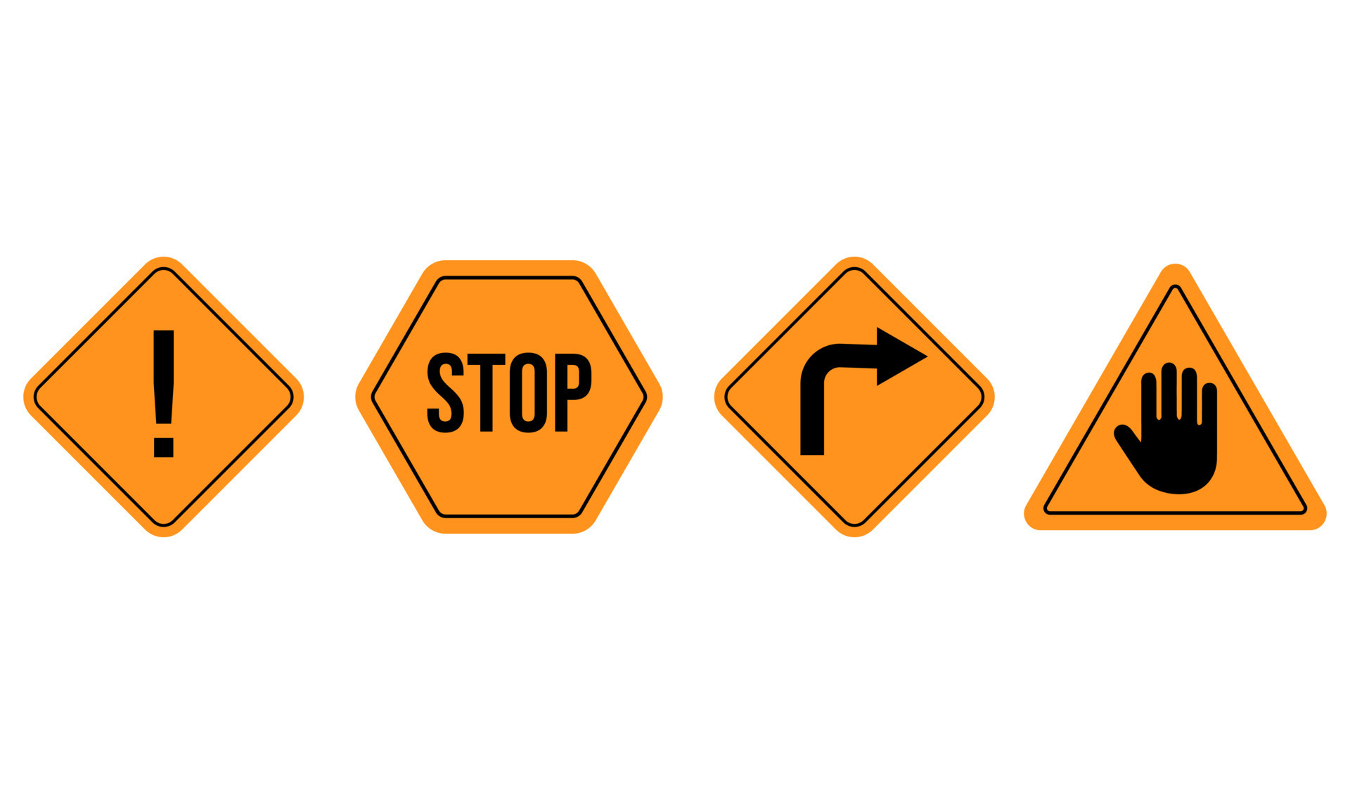 Warning signs in orange. Stop. Vector illustration. 13388102 Vector Art