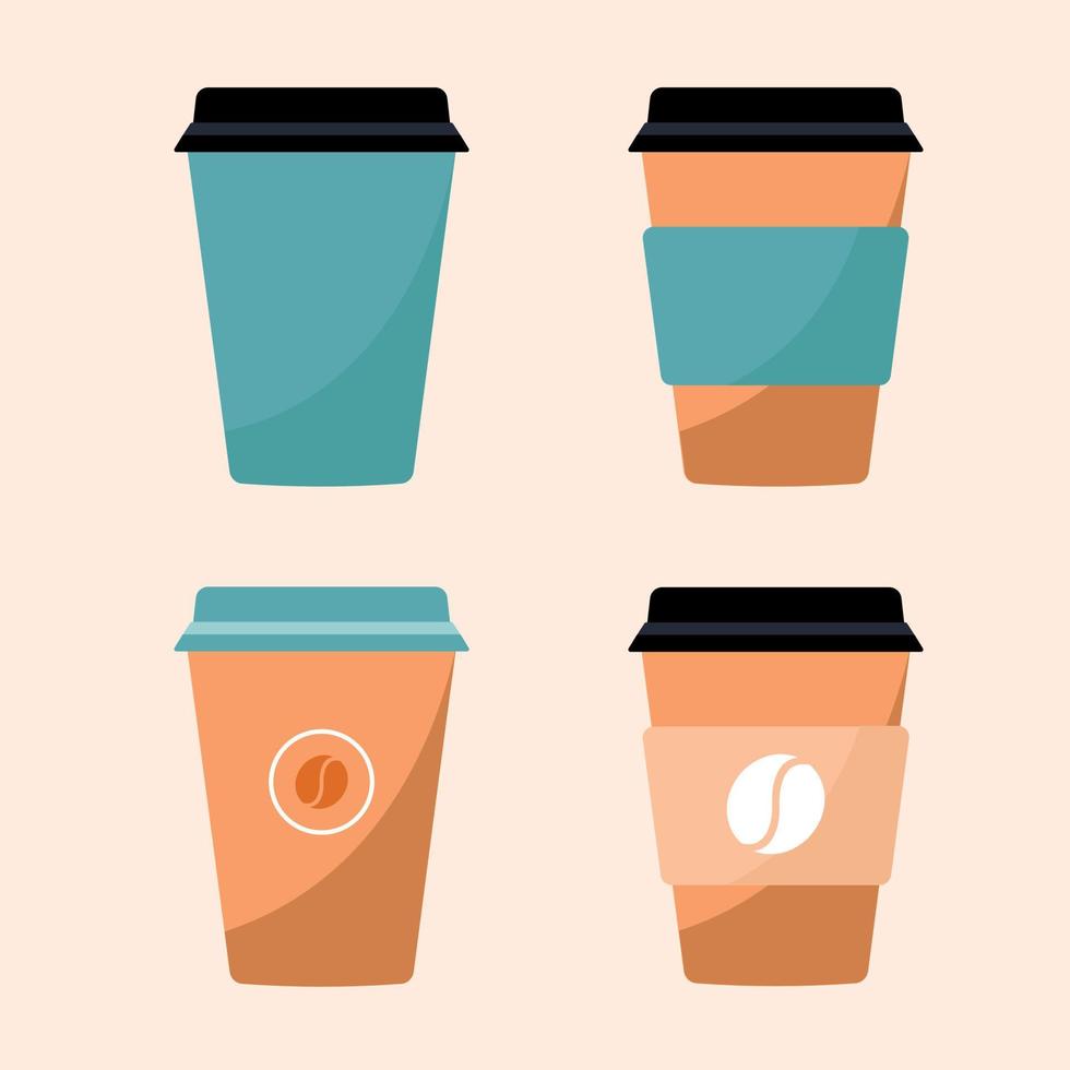 Set of paper coffee cup designs vector