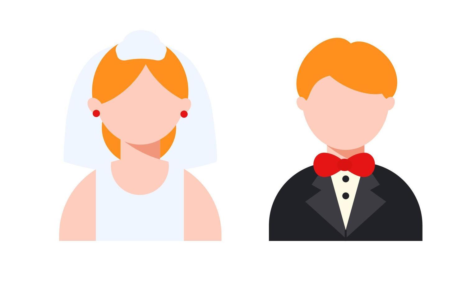 Redheaded bride and groom. Vector illustration.
