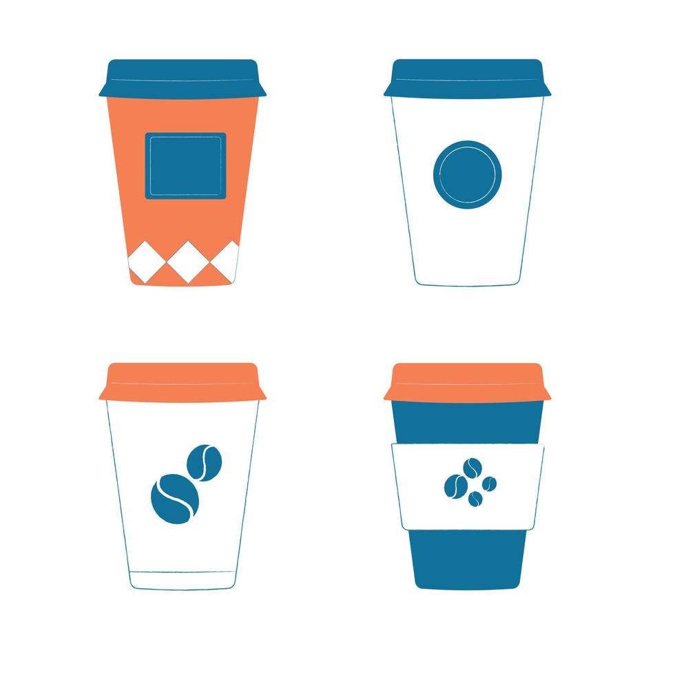 A set of retro paper coffee cups. vector