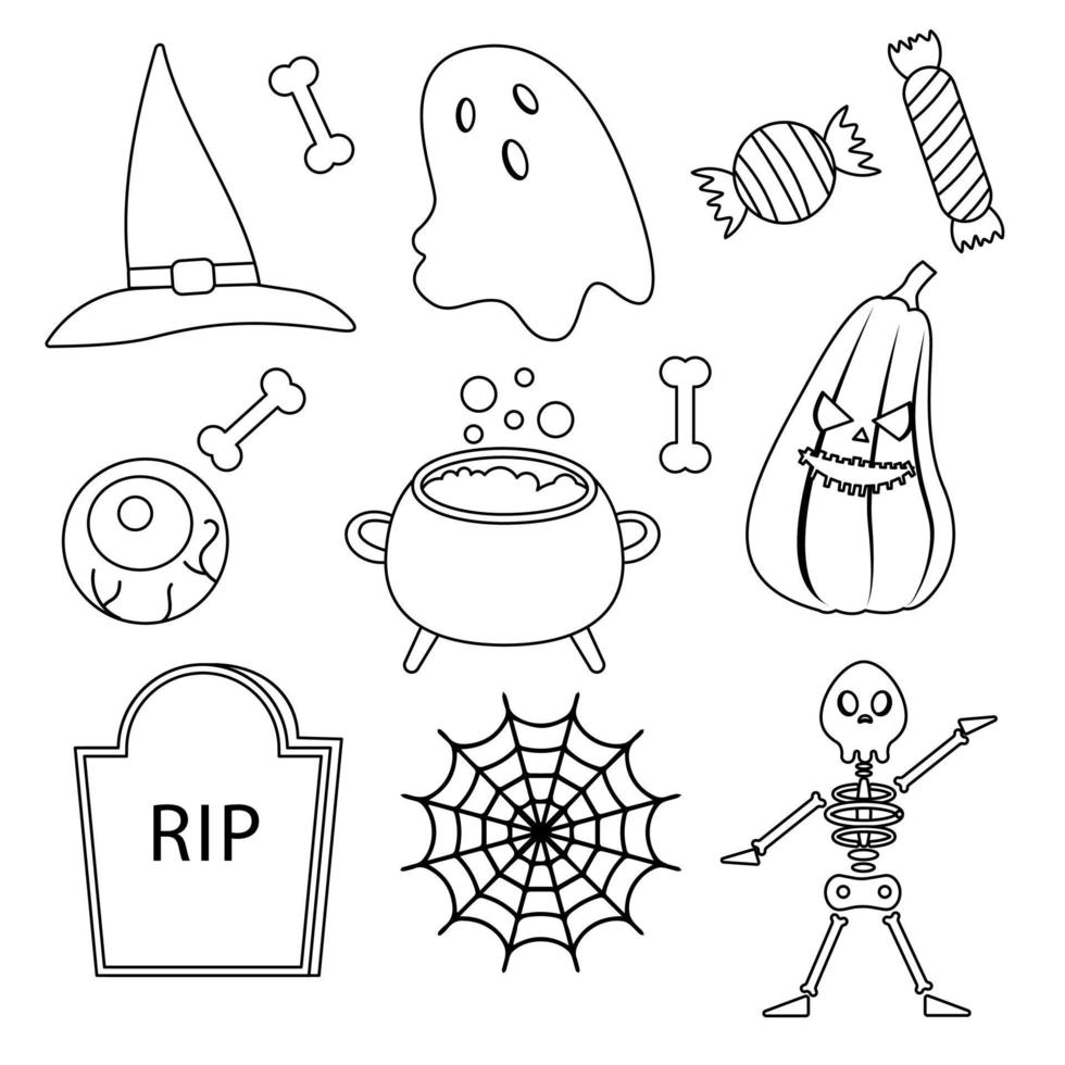 conjunto de elementos de esquema de halloween. ilustración vectorial vector