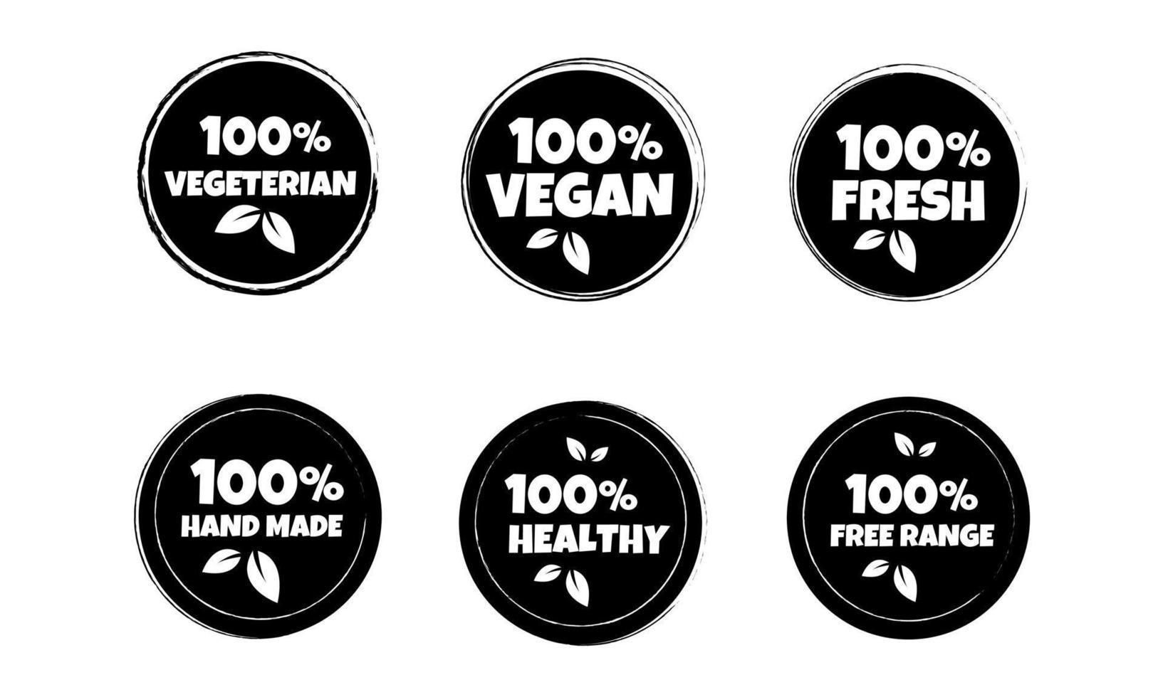 Set of black and white organic products sticker, label, badge and logo.  PREMIUM QUALITY.  VEGETARIAN,  FRESH, HEALTHY. Logo template for organic and eco products. vector