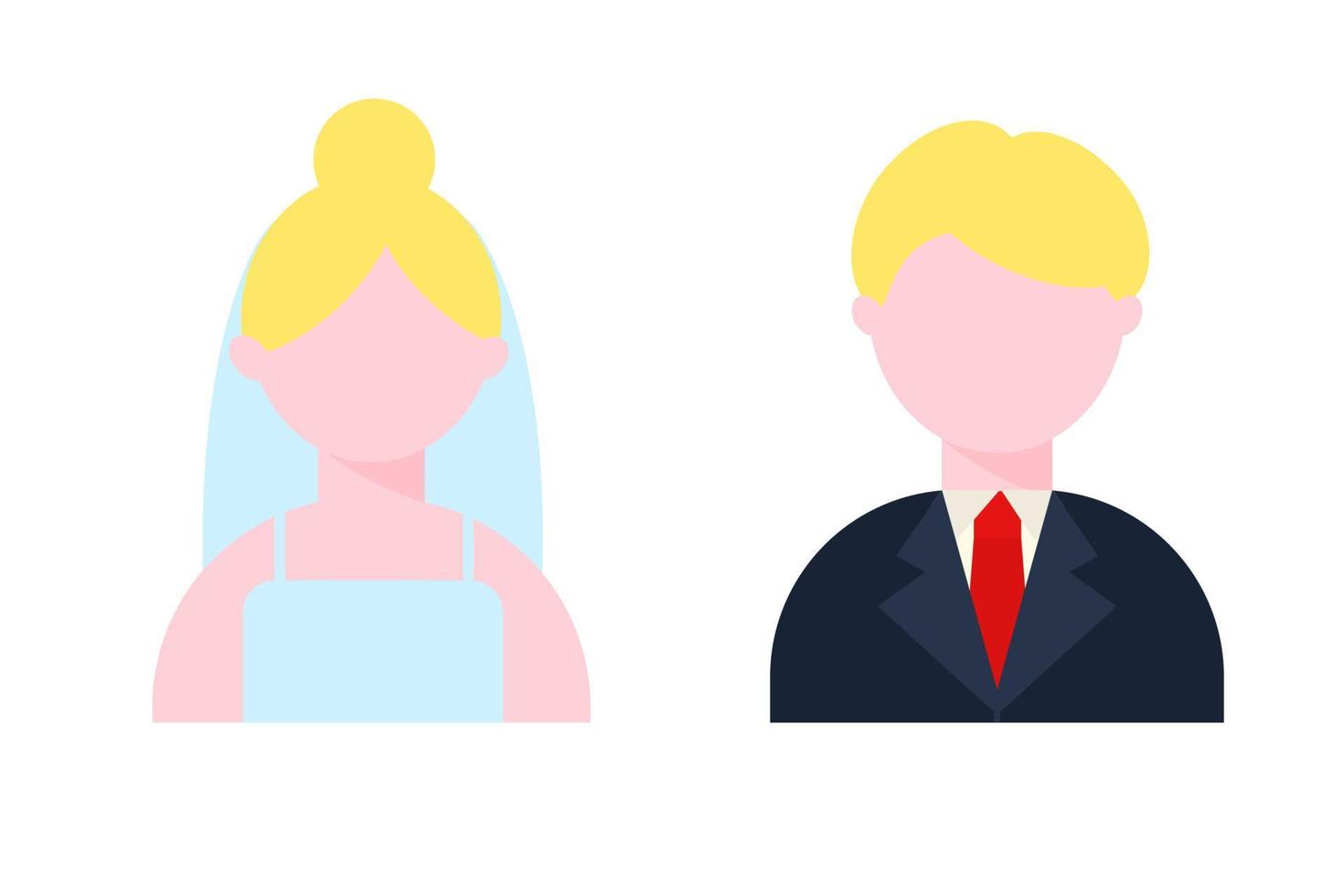 Blond bride and groom. Vector illustration.