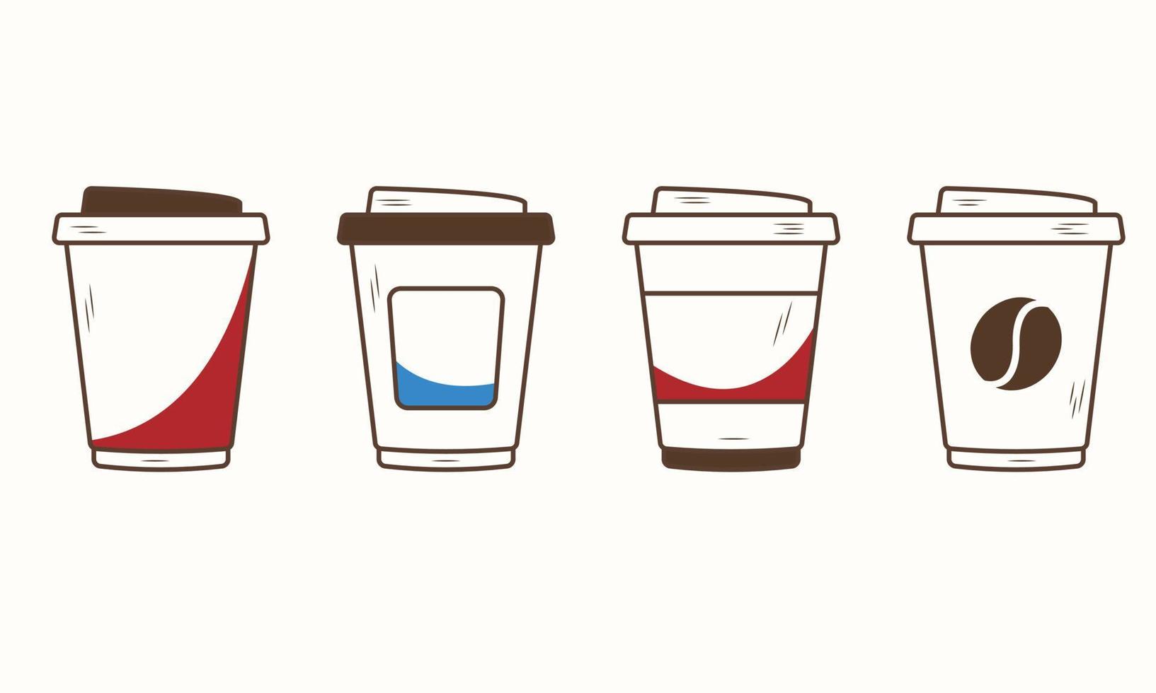 A set of painted paper coffee cups. vector