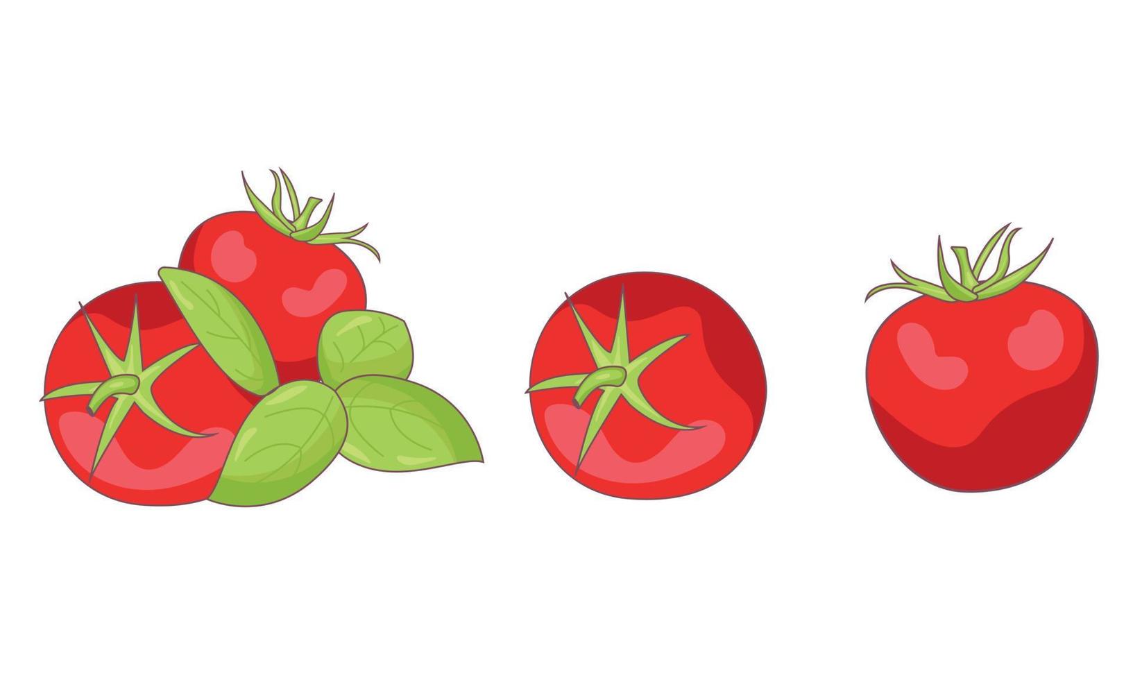 un conjunto de tomates pintados de diferentes colores brillantes vector