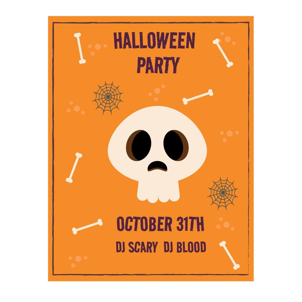 invitación a la fiesta de halloween con calavera. ilustración vectorial vector
