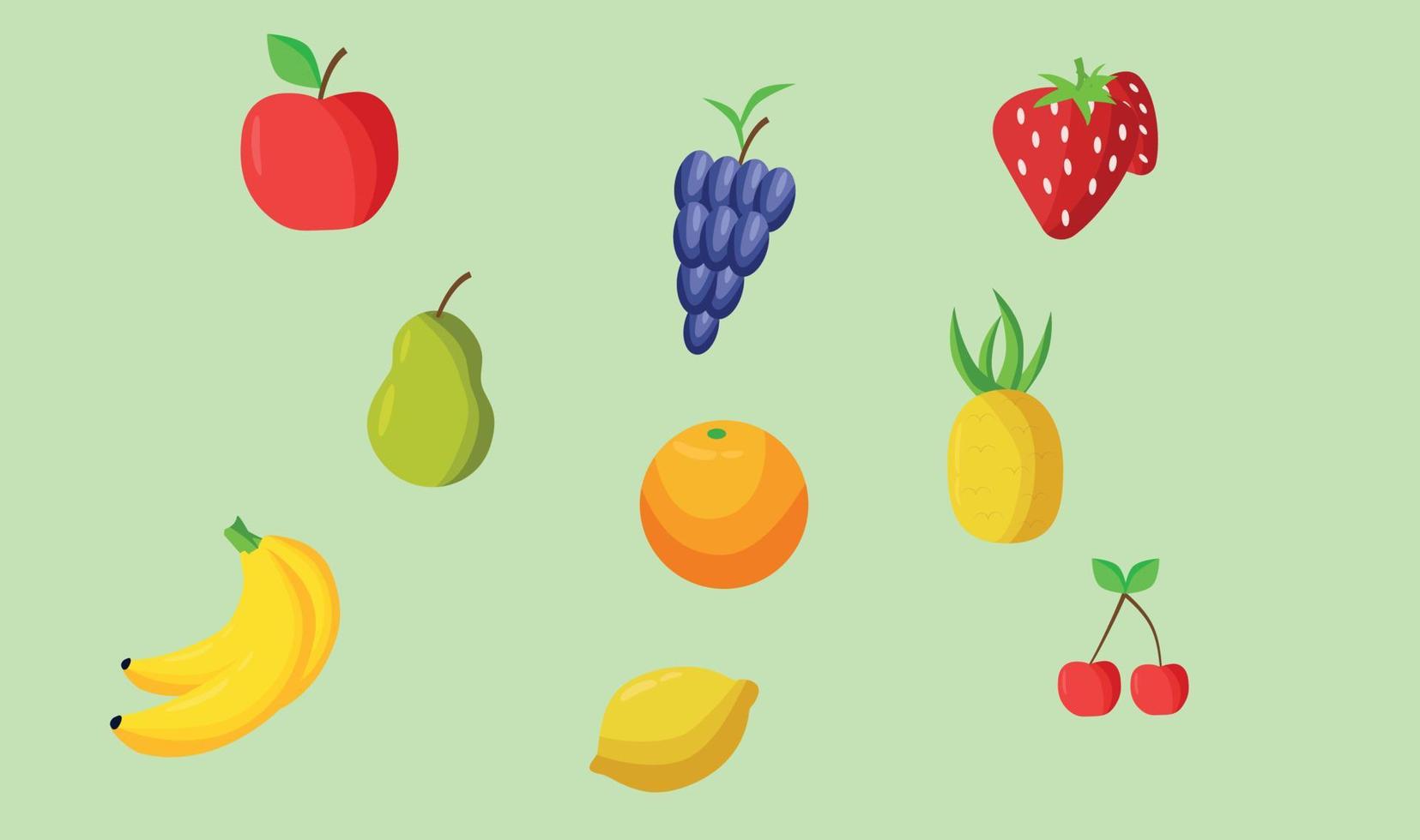 Fruits set. Fruit for smoothies. vector