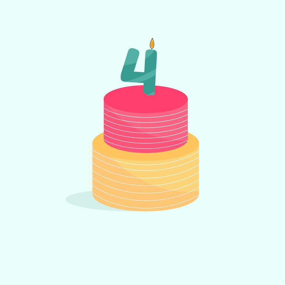 pastel brillante de vacaciones con velas de cuatro años. ilustración vectorial vector
