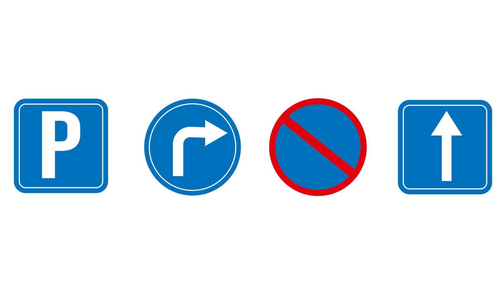 Warning signs in blue. Stop. Vector illustration.