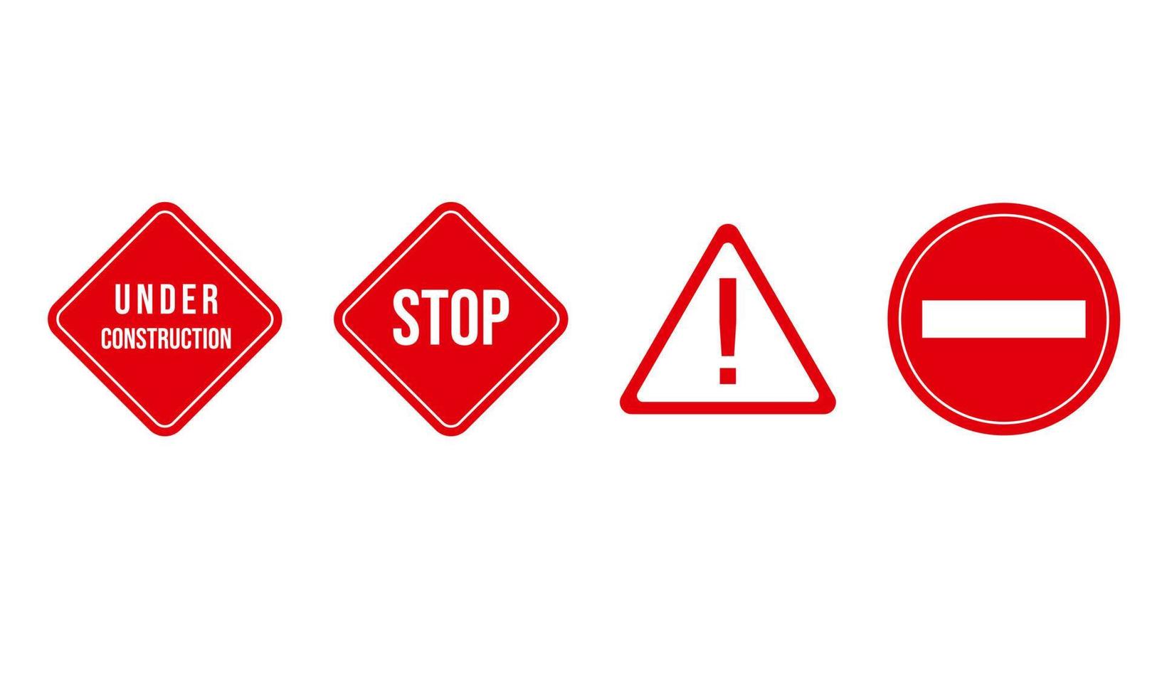 Warning signs in red. Stop. Vector illustration.