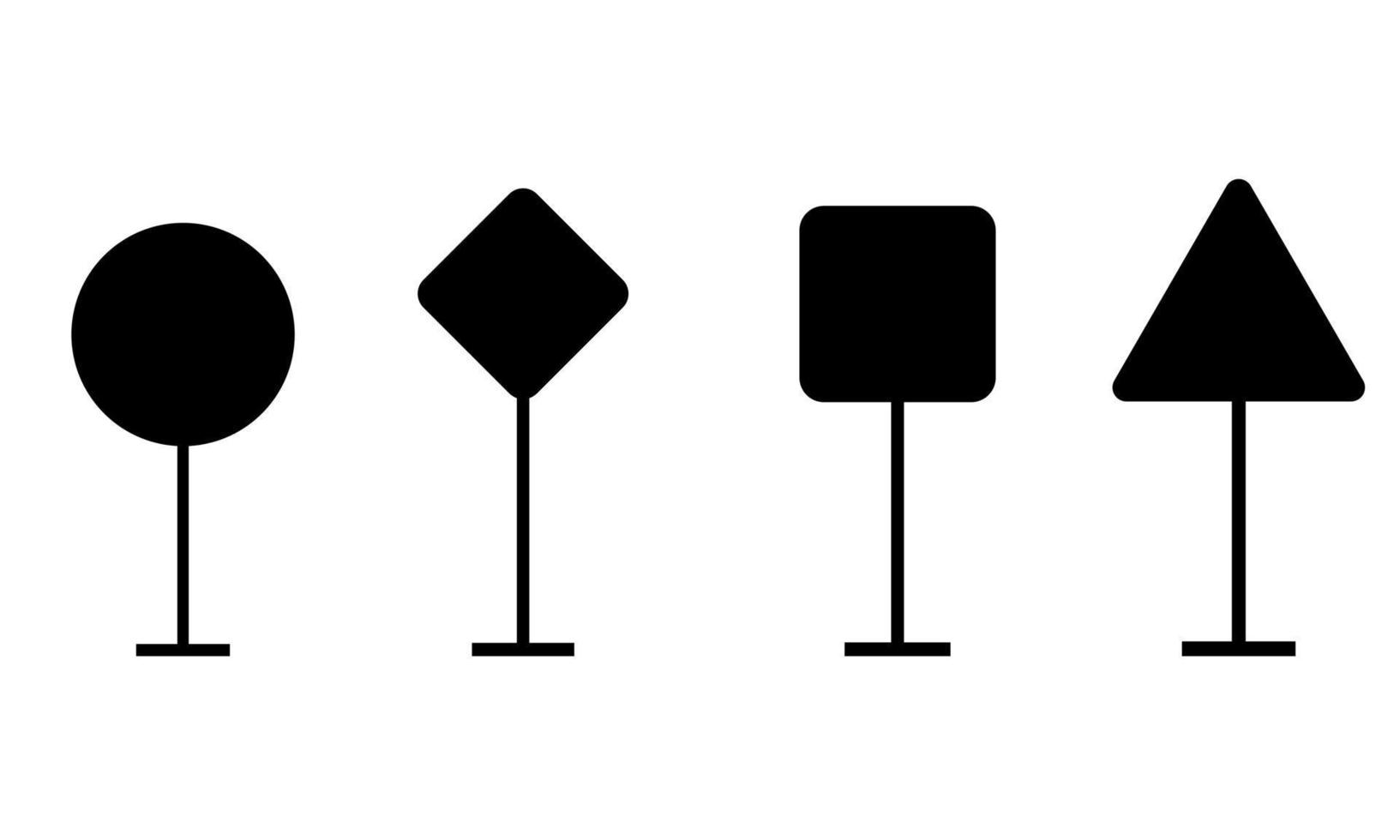 Set of silhouettes of road signs. Vector illustration.