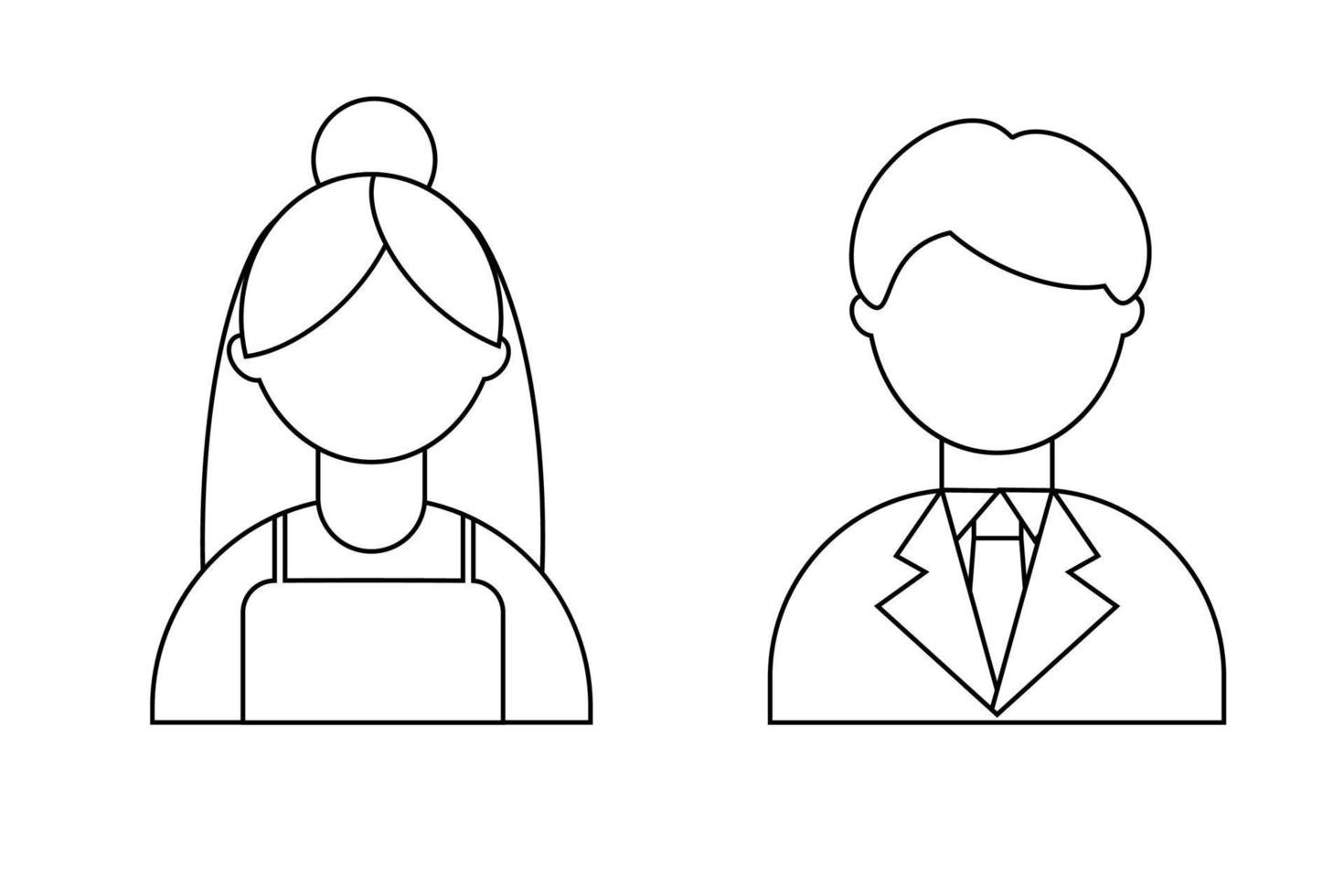 Bride and groom isolated in line style. Vector illustration on white background.
