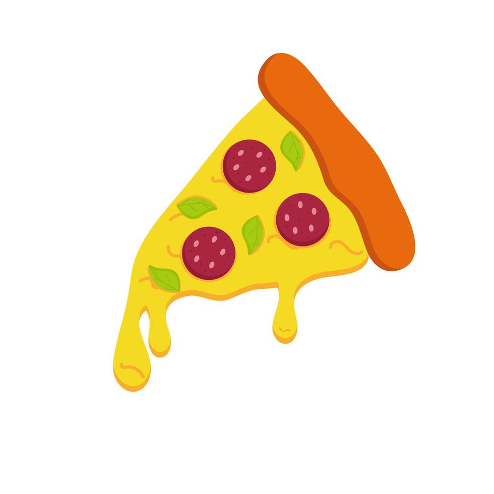 rebanada vectorial de pizza de salami. vector