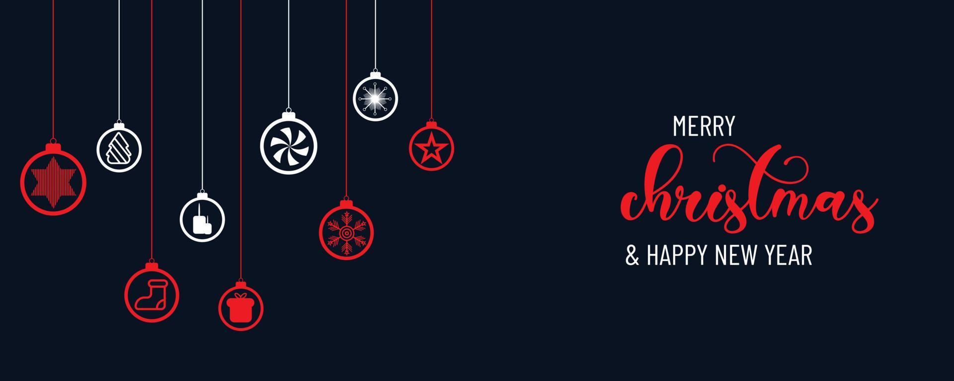 Red Christmas and New Year Typographical on white background with winter landscape Horizontal new year background, headers, posters, cards, website.Vector illustration vector