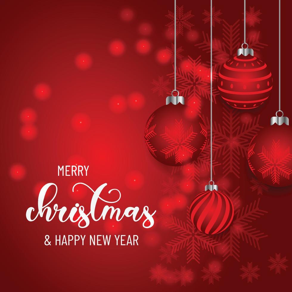 Red Christmas and New Year Typographical on white background with winter landscape Horizontal new year background, headers, posters, cards, website.Vector illustration vector