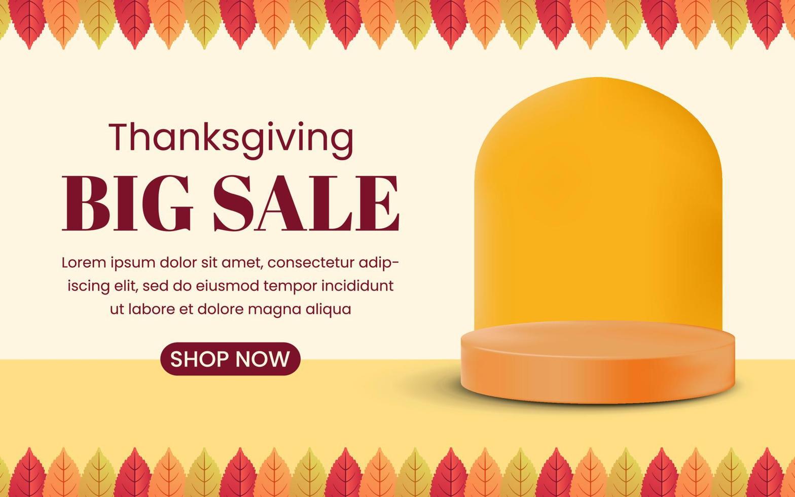 Thanksgiving Big Sale Banner with podium product. vector