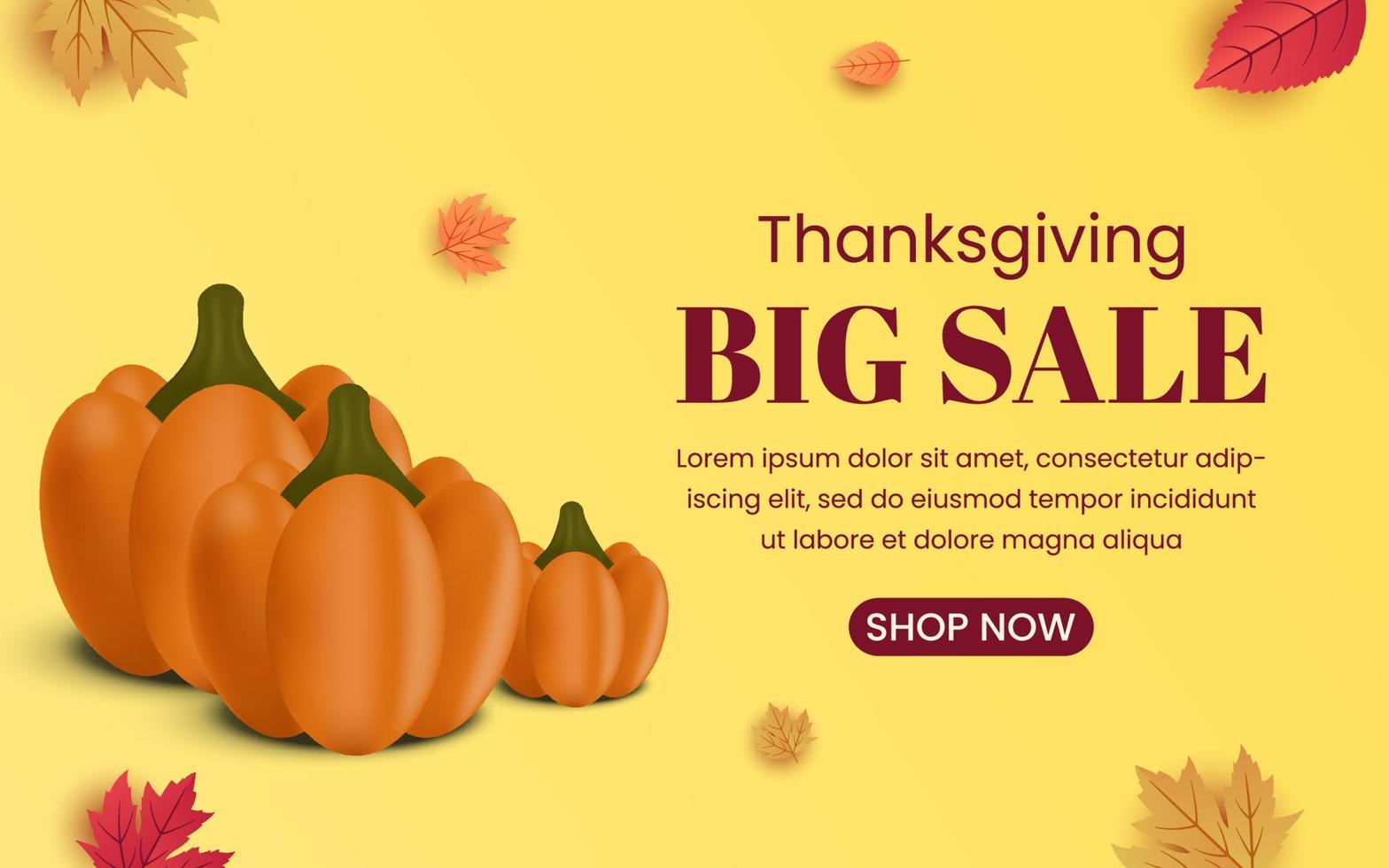 Thanksgiving Big Sale Banner with pumpkin vector