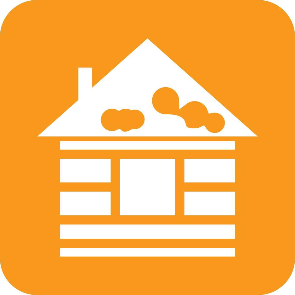 House with Snow Glyph Round Background Icon vector