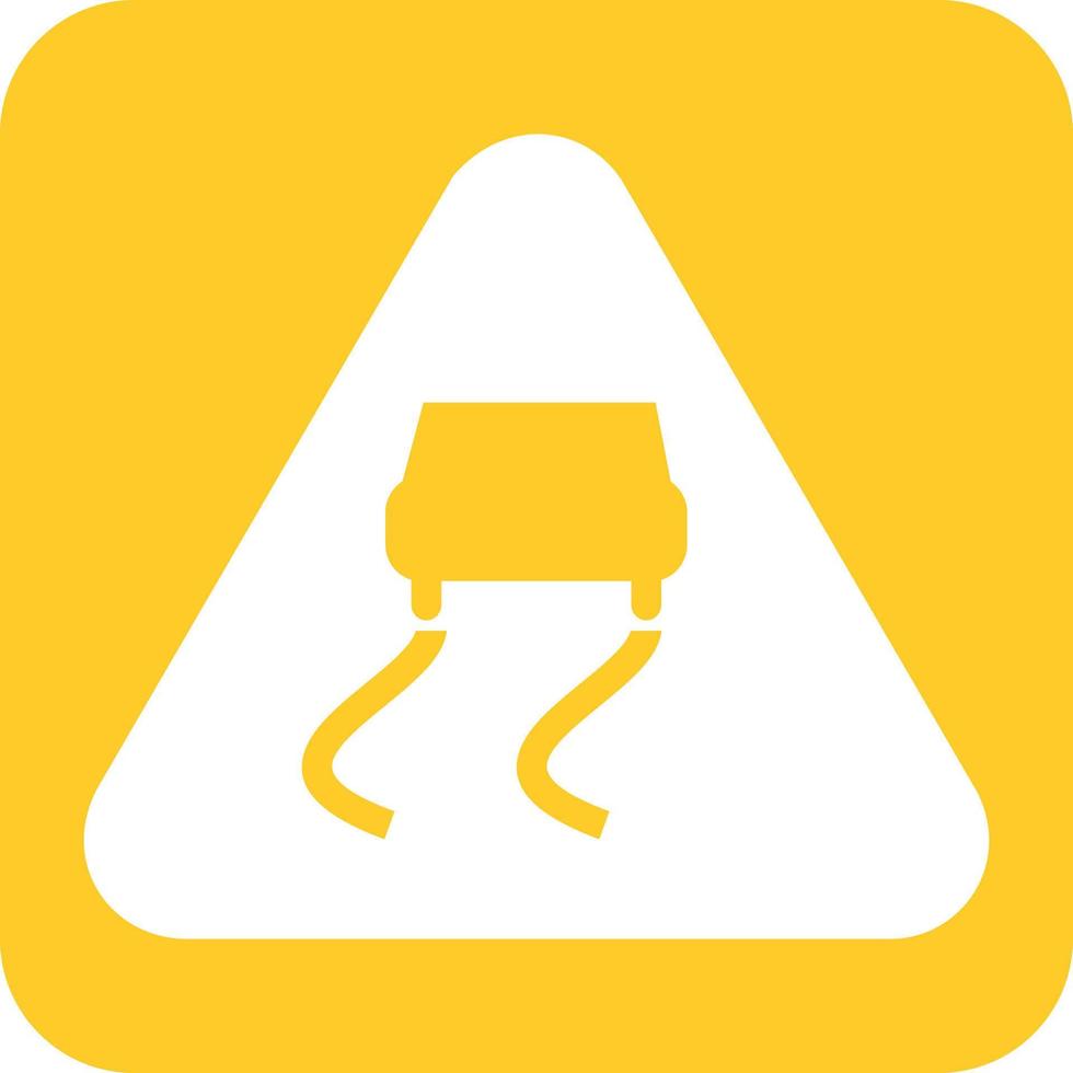 Slippery road Glyph Round Background Icon vector