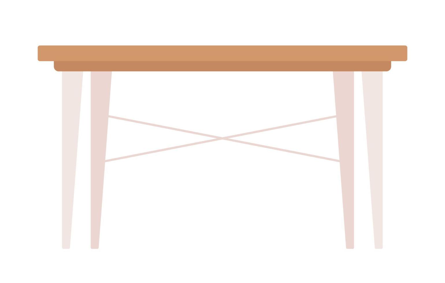 Empty desk semi flat color vector object. Table at workplace. Editable element. Full sized item on white. Furniture simple cartoon style illustration for web graphic design and animation