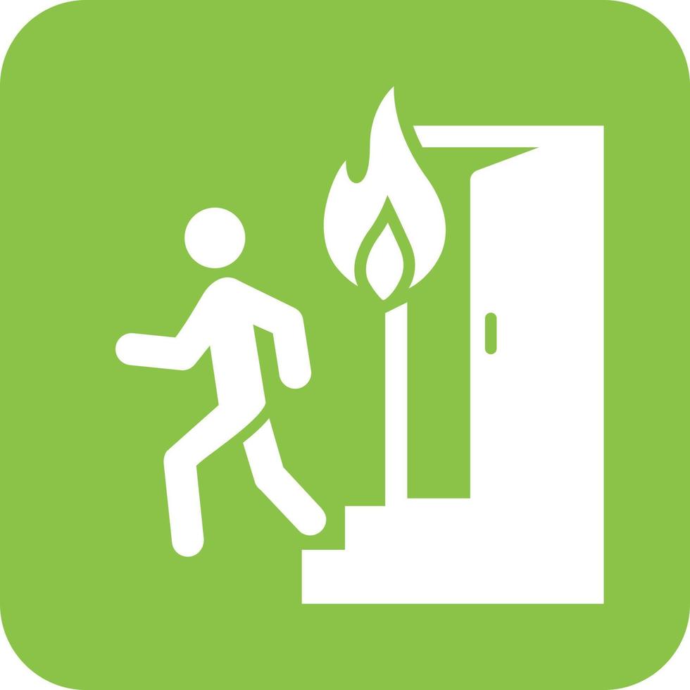 Running from Fire Glyph Round Background Icon vector