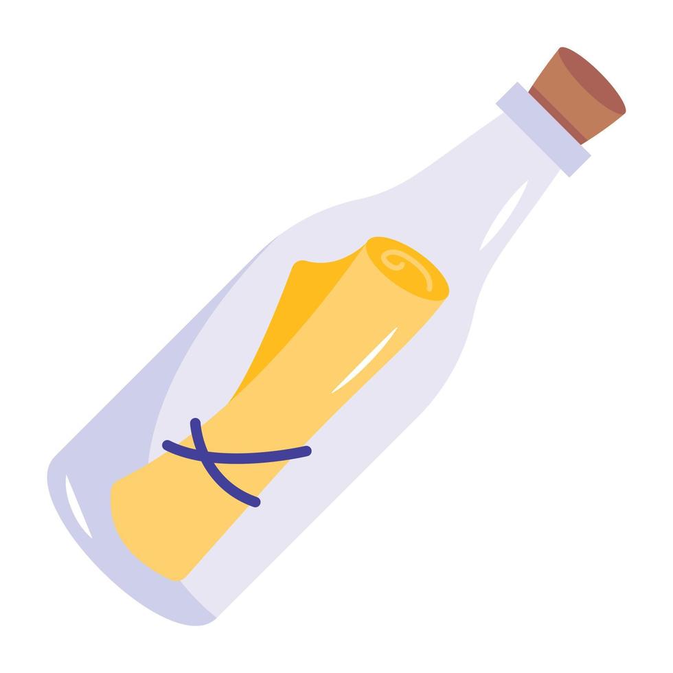 un icono de vector plano de mensaje de botella