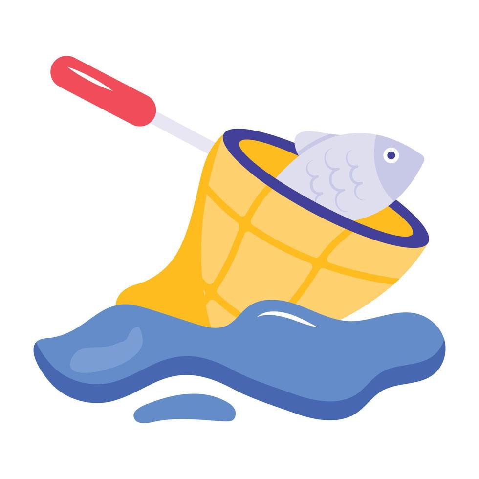 An icon of fish net flat design vector