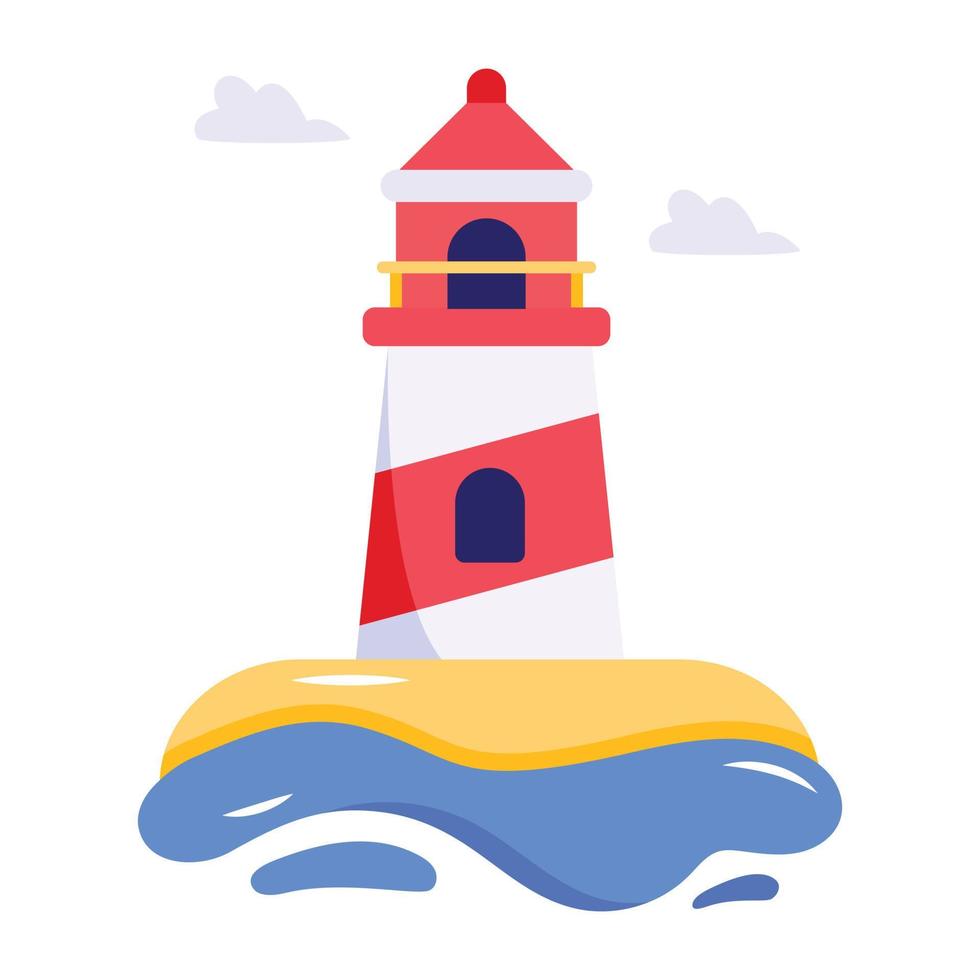 Icon design of a lighthouse in flat style vector