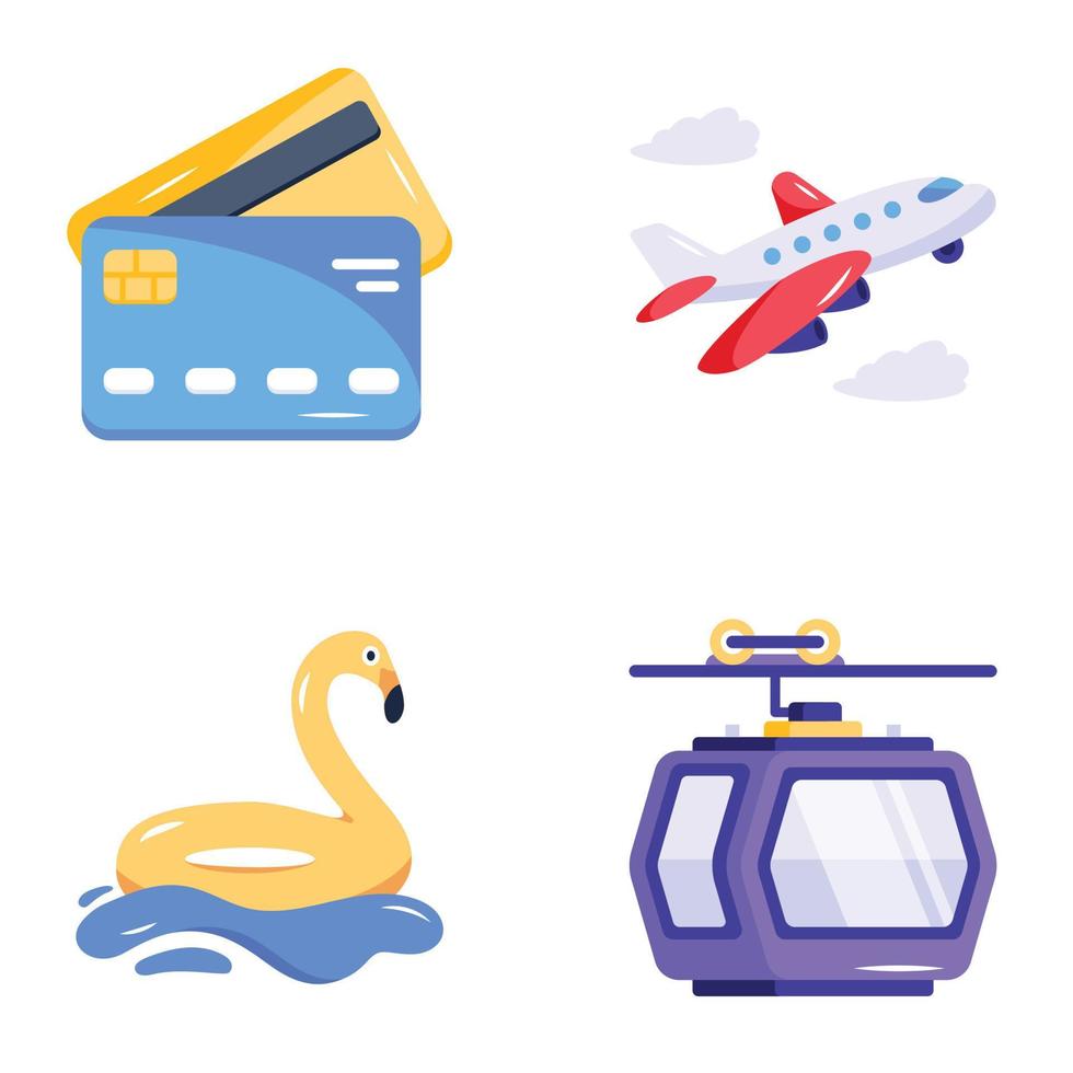 iconos planos de viaje y viaje vector