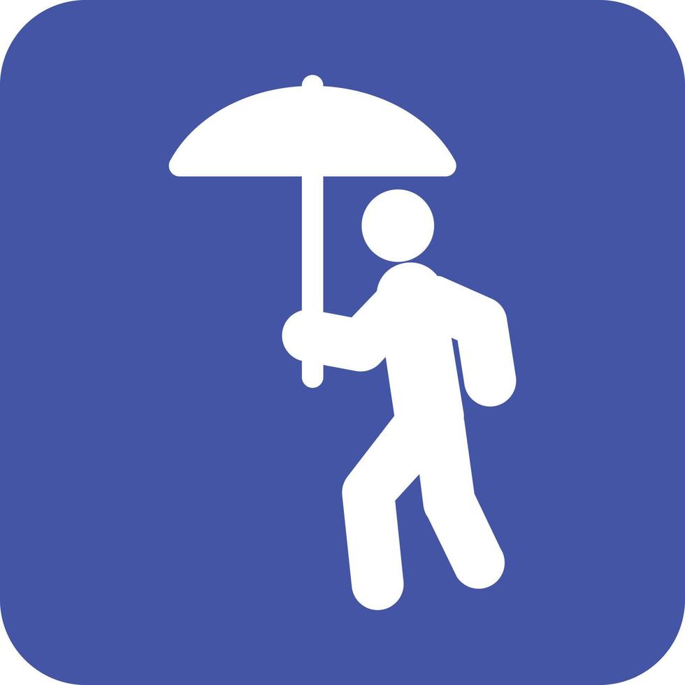 Walking in Rain Glyph Round Background Icon vector