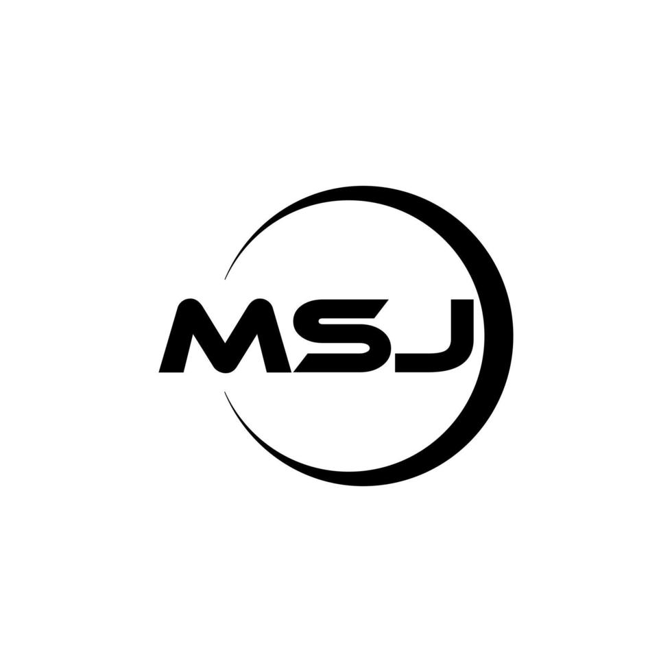 MSJ letter logo design in illustration. Vector logo, calligraphy designs for logo, Poster, Invitation, etc.