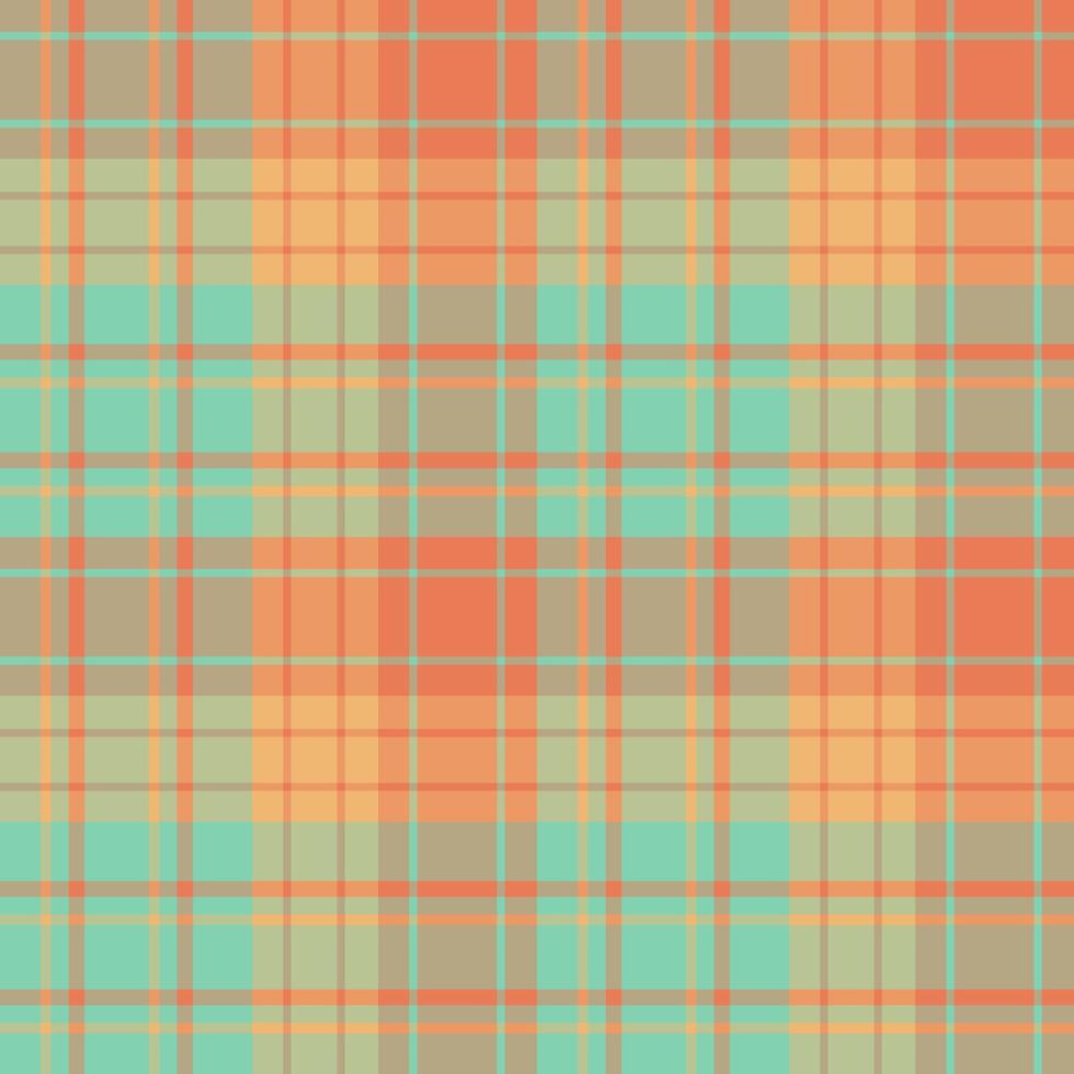 Seamless pattern in summer water green and orange colors for plaid, fabric, textile, clothes, tablecloth and other things. Vector image.