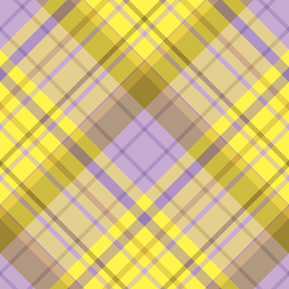 Seamless pattern in summer yellow, violet and beige colors for plaid, fabric, textile, clothes, tablecloth and other things. Vector image. 2