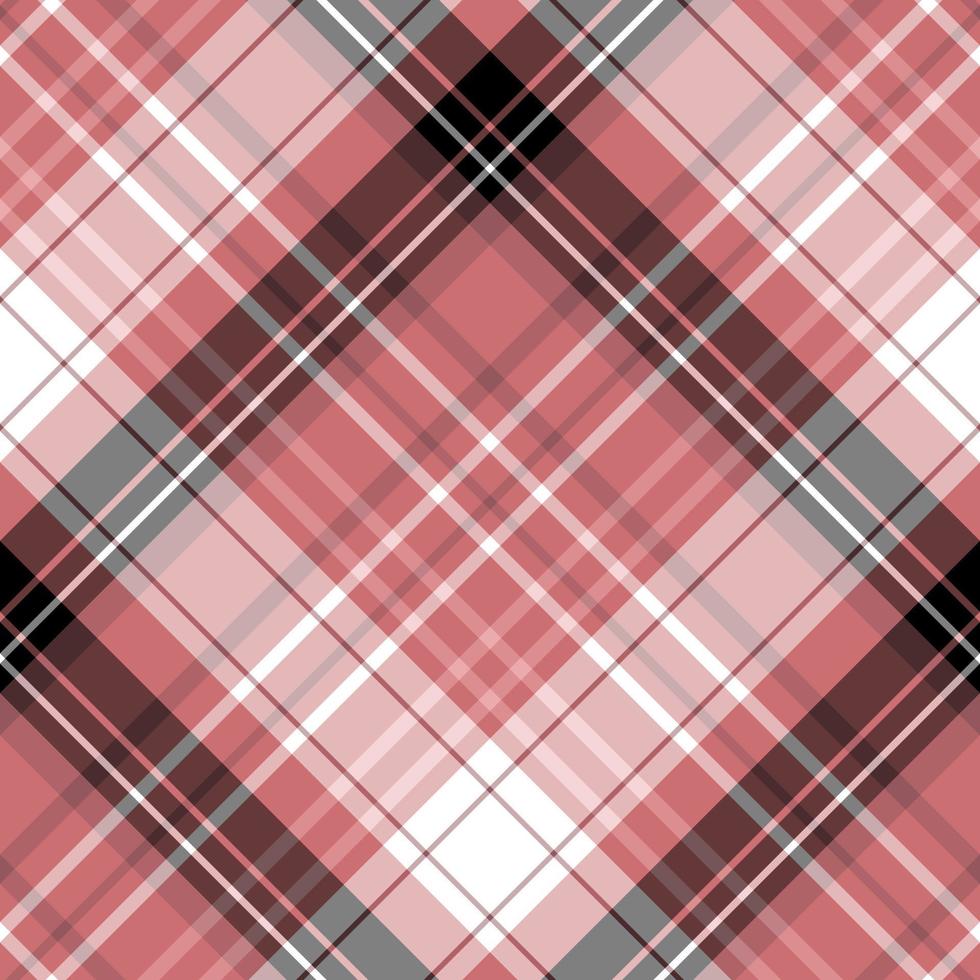 Seamless pattern in warm pink, white and black colors for plaid, fabric, textile, clothes, tablecloth and other things. Vector image. 2