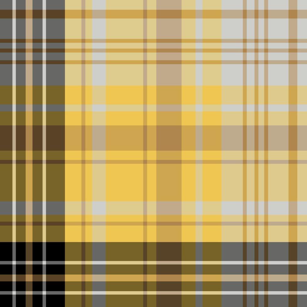 Seamless pattern in gray, black, brown and yellow colors for plaid, fabric, textile, clothes, tablecloth and other things. Vector image.