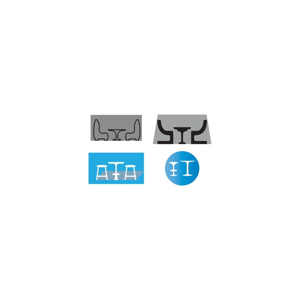 ilustración de icono de vector de plantilla de logotipo de silla y mesa