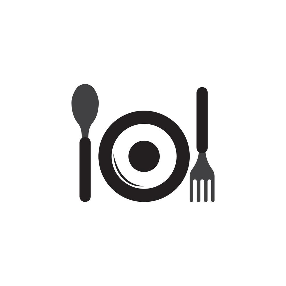 vector de plantilla de logotipo de icono de cuchara y plato