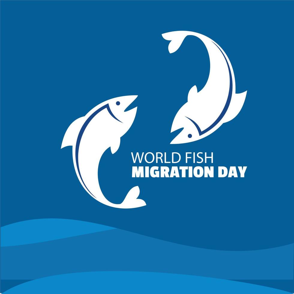 Vector World Fish Migration Day. Templates for backgrounds, banners, cards, posters with captions, social media stories. simple and elegant design
