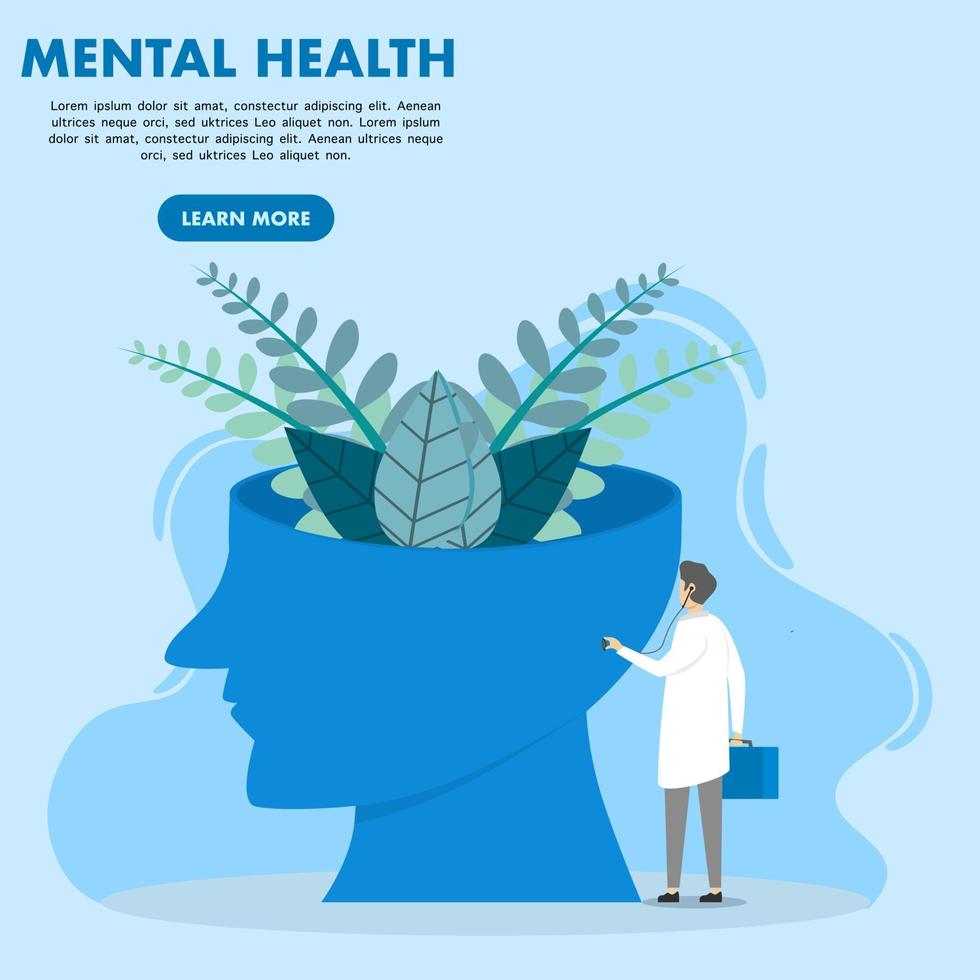 Los médicos de psicología ayudan a los pacientes con problemas psicológicos. el concepto de que el paciente tiene un trastorno mental. terapia para enfermedades mentales o psiquiátricas. vector