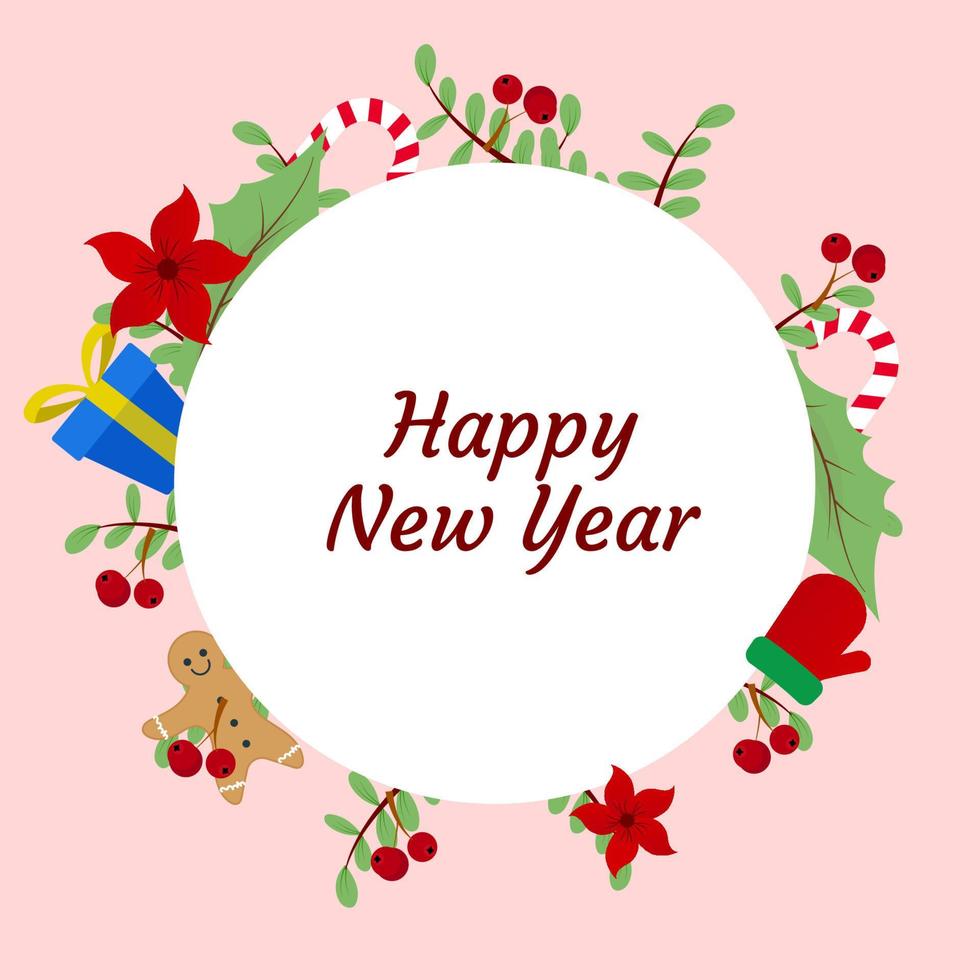 Vector illustration circle frame with background for Christmas greeting seasons card