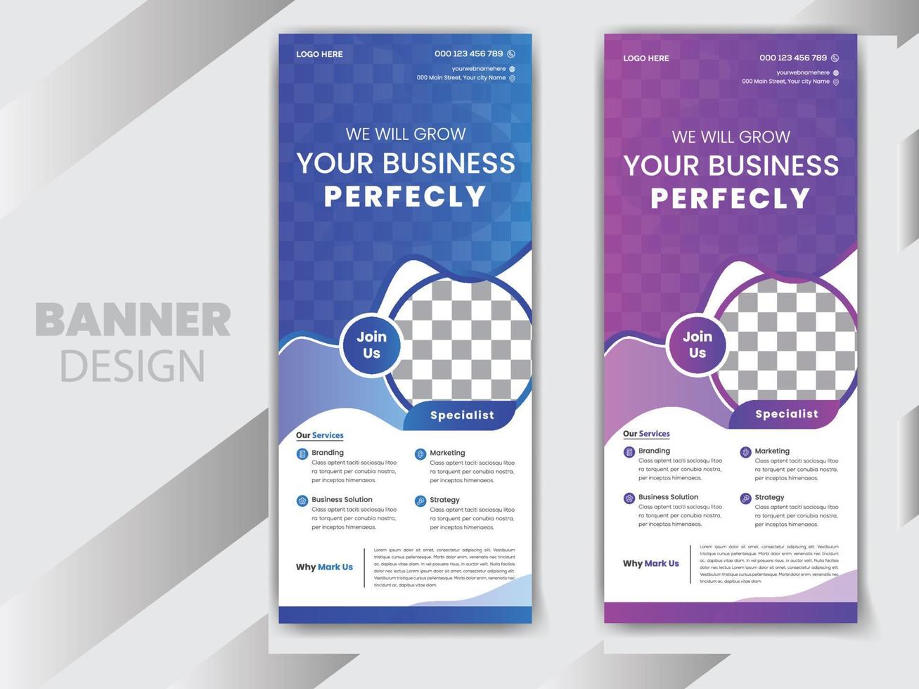 Business roll up banner design template vector