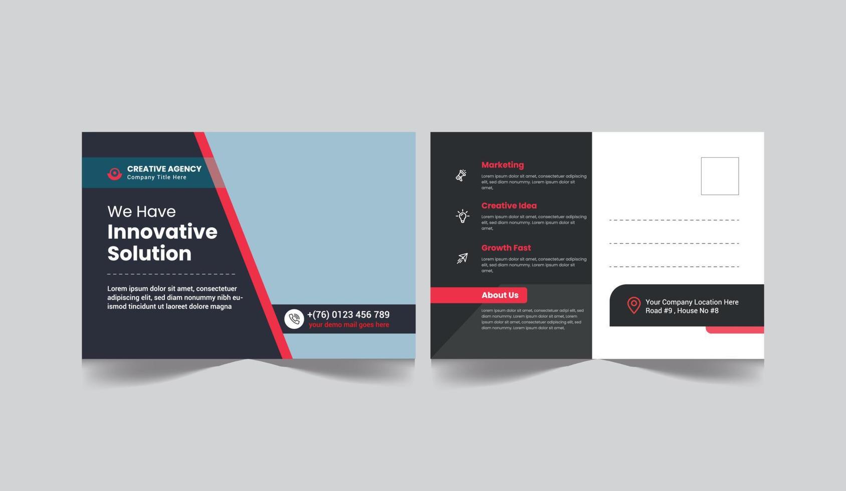 Corporate postcard template design vector