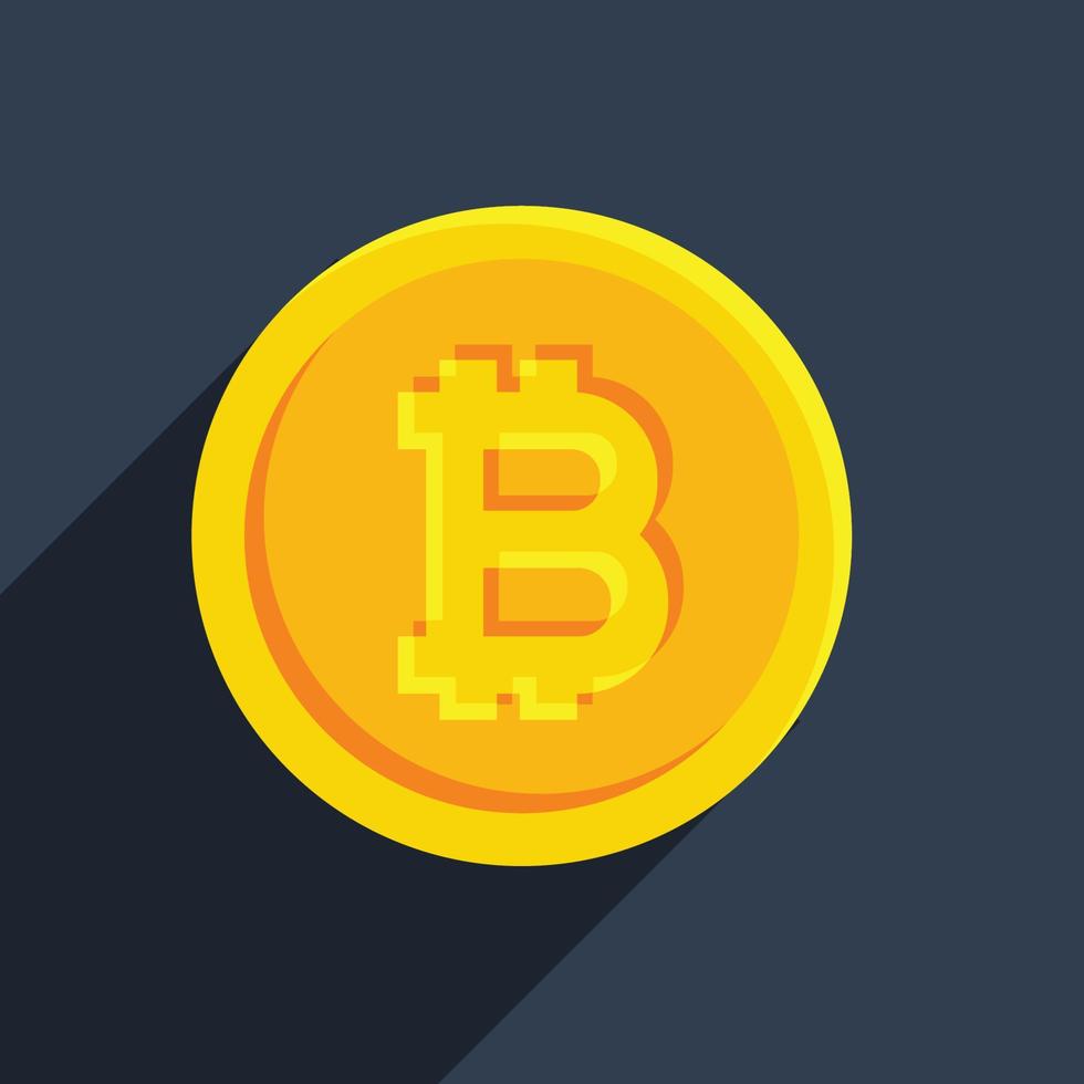 Bitcoin vector icon .Bitcoin icon with long shadow.