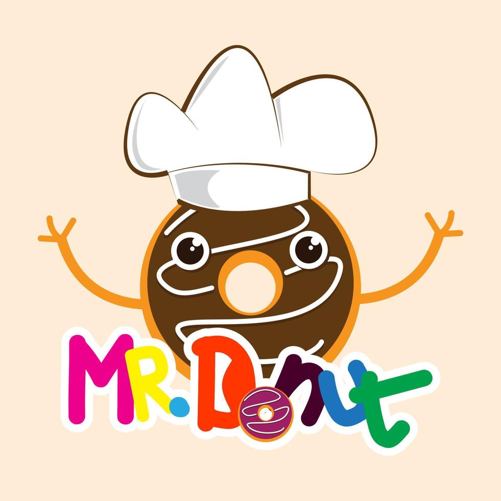 Mr. Donut with hat vector