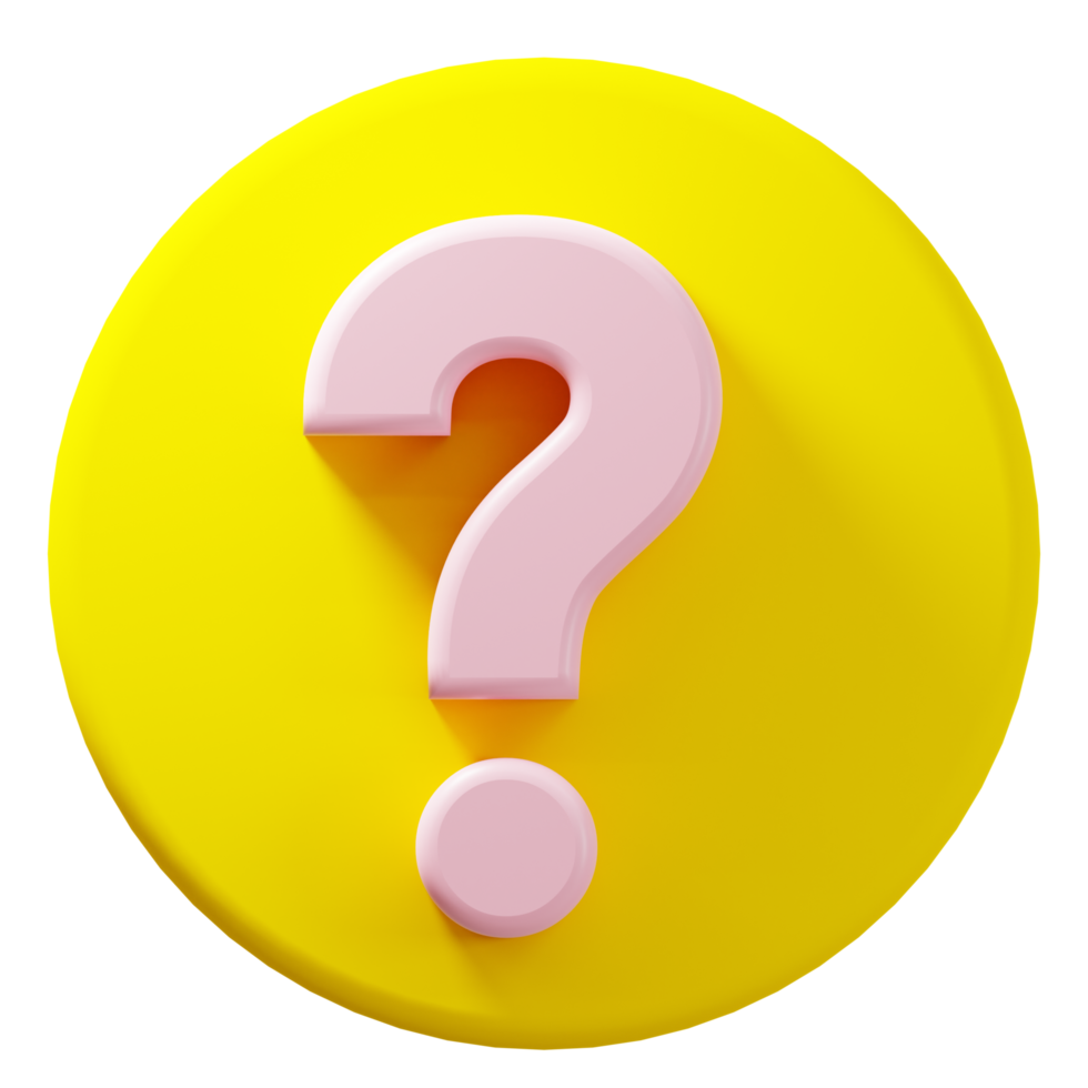 3D rendering questions mark sign icon png