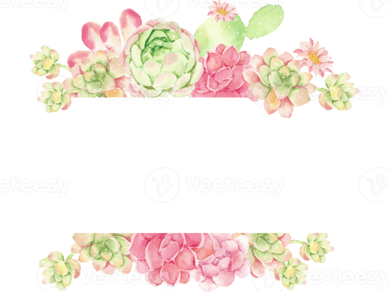 watercolor cactus and succulent bouquet arrangement banner background with copy space for text png