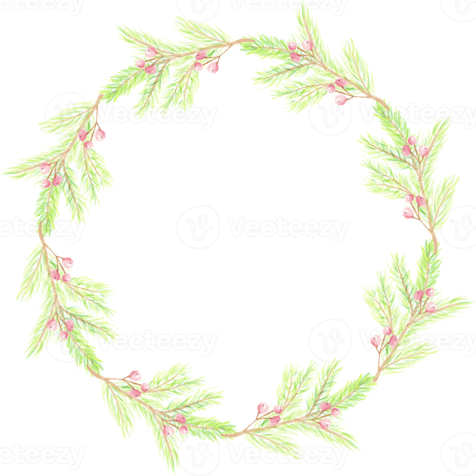 minimal vattenfärg jul blad krans ram png