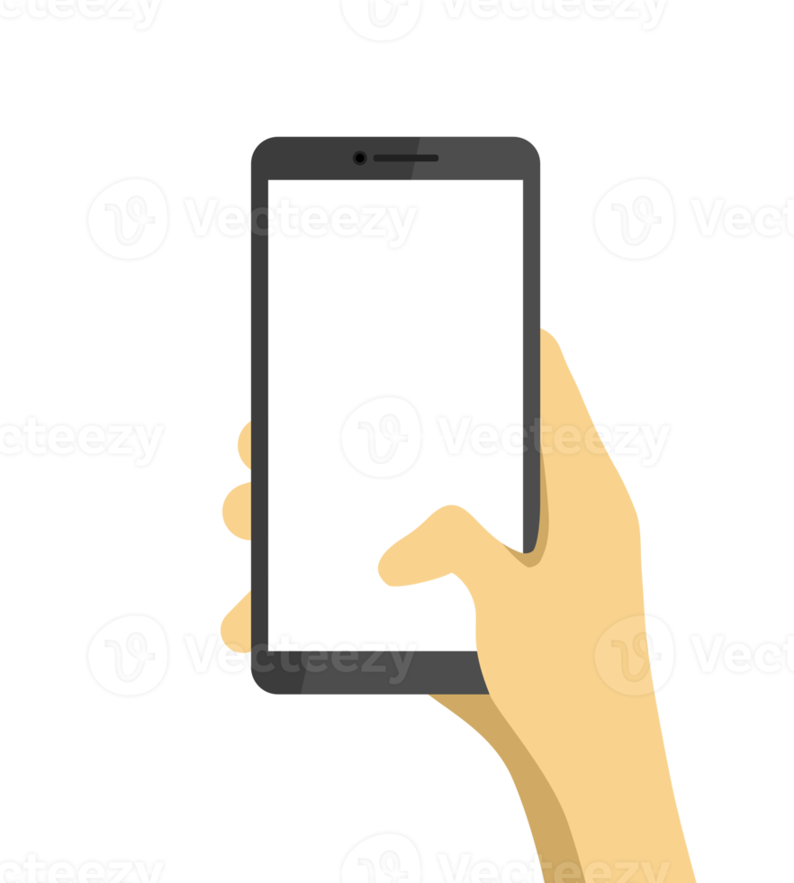 Hand holding smartphone with blank white screen 13391028 PNG