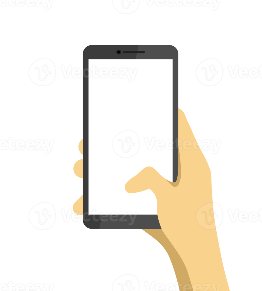 mão segurando smartphone com tela em branco png